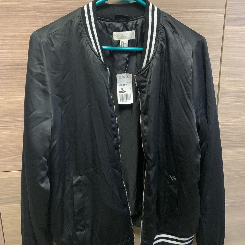 Black Jacket with White Stripes Forever 21 +
